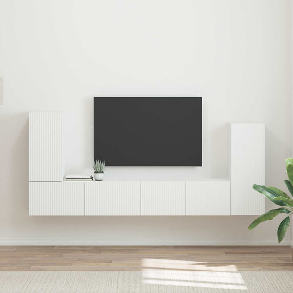 Weißes TV-Schrankset, 4-teilig