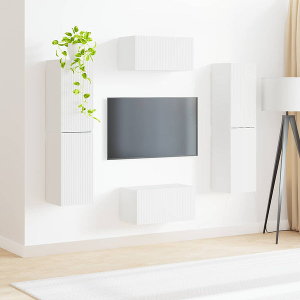 Weißes TV-Schrank Set, 6-teilig