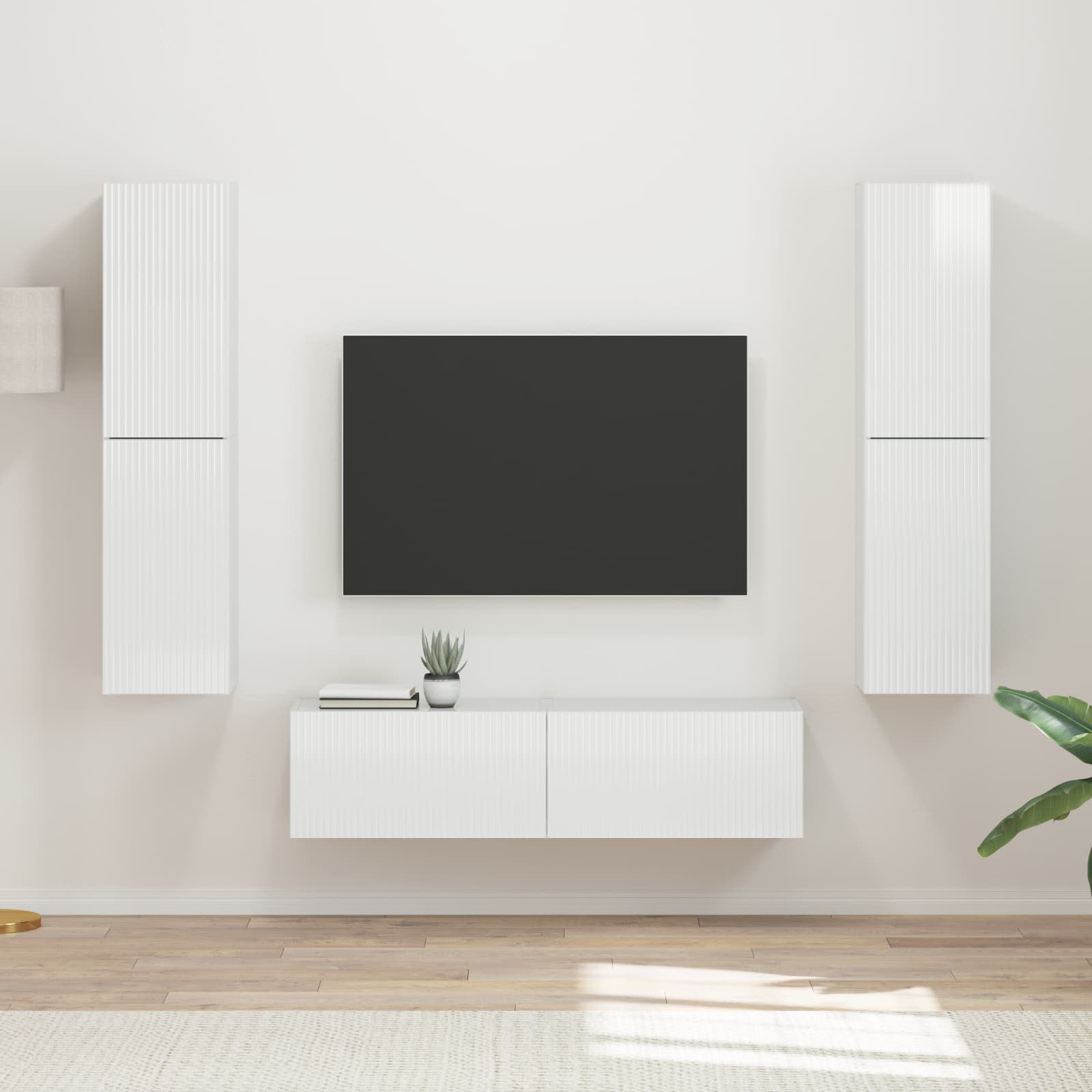 TV-Schrank Set 6-teilig Hochglanz Weiß