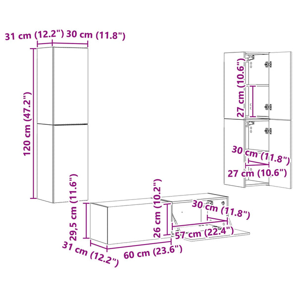 TV-Schrank Set 6-teilig Eiche