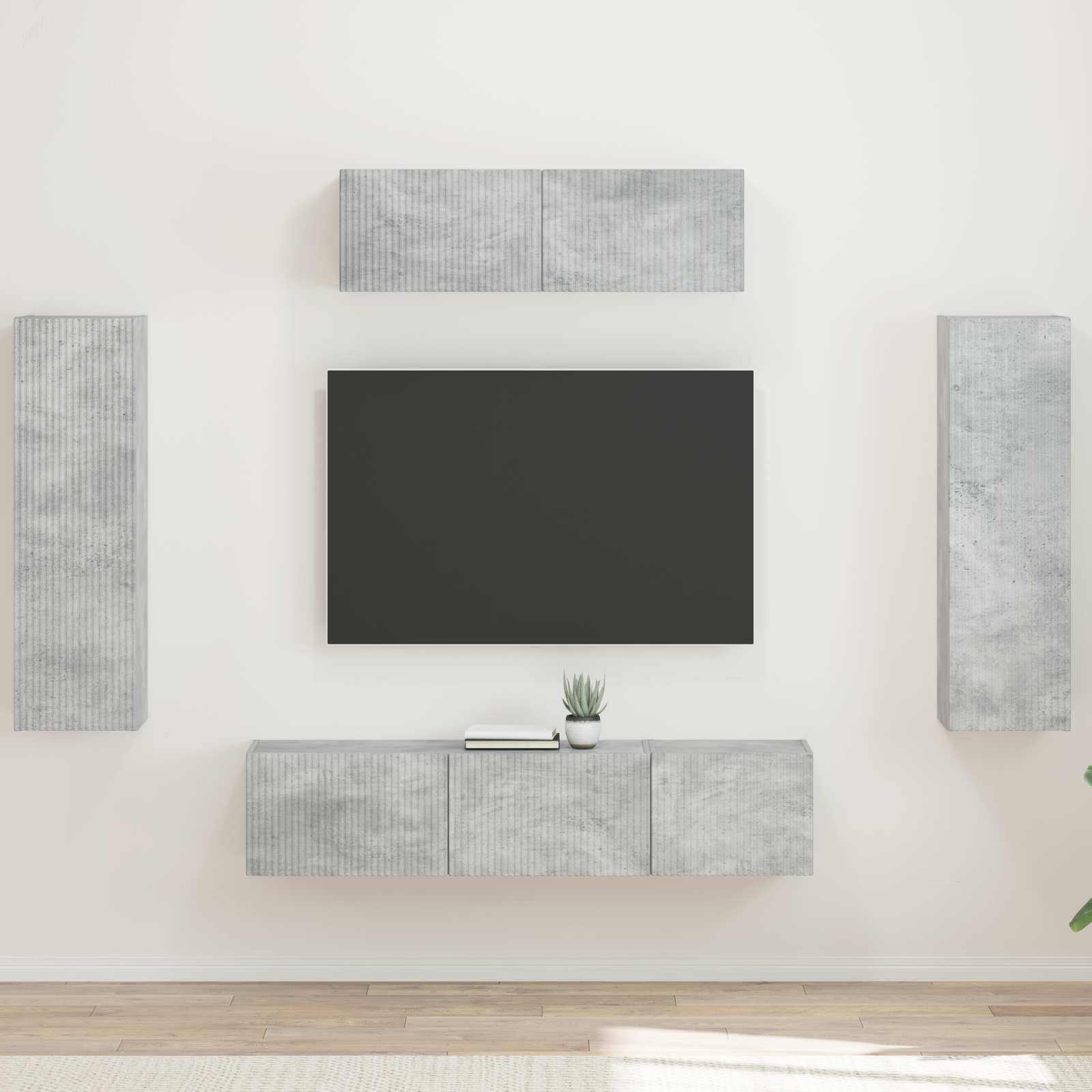 TV-Schrank 5-teilig Beton Grau
