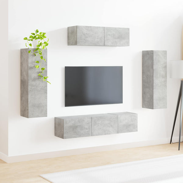TV-Schrank 5-teilig Beton Grau