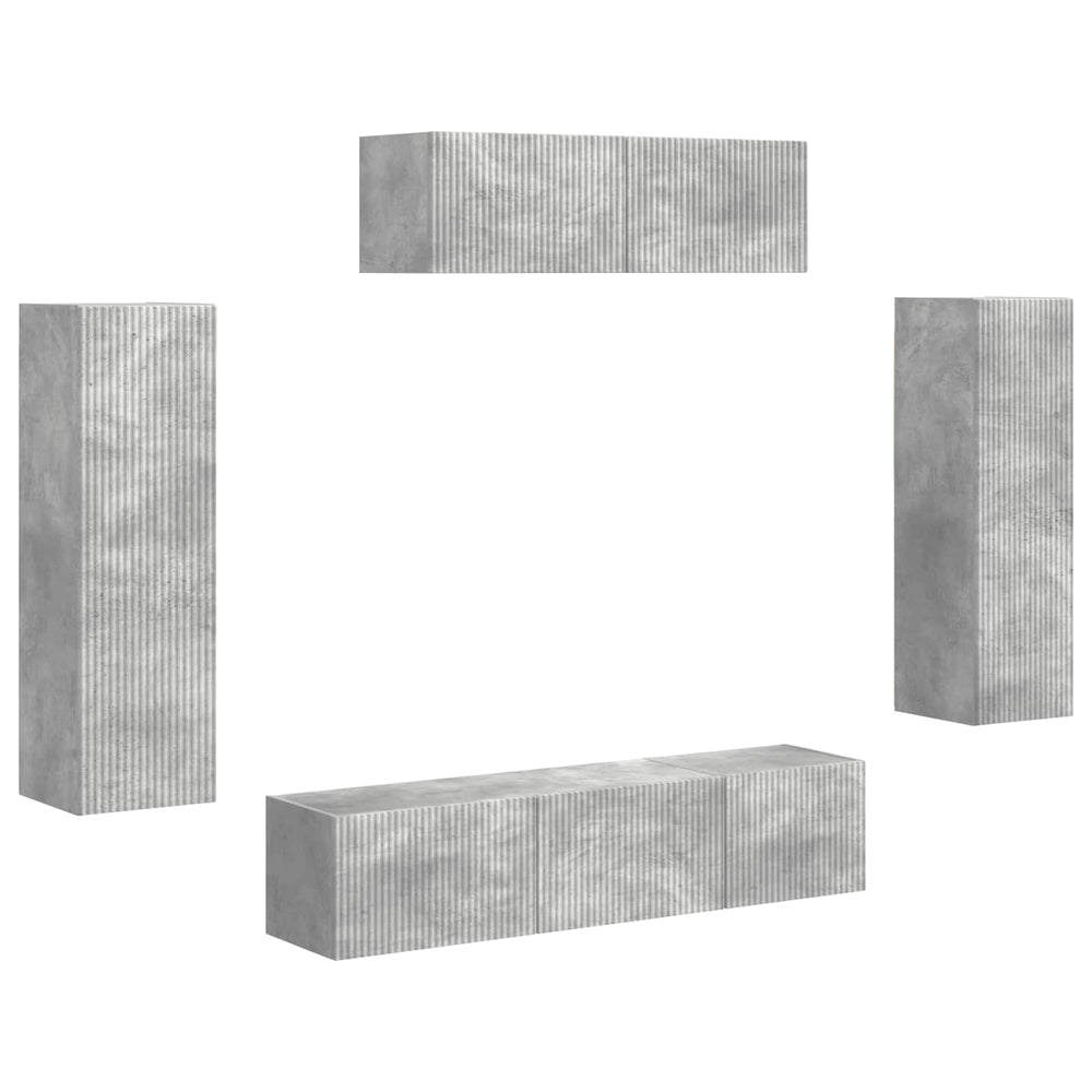 Meuble TV vidaXL 5 pcs Gris béton