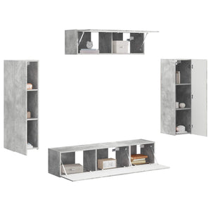 TV-Schrank 5-teilig Beton Grau