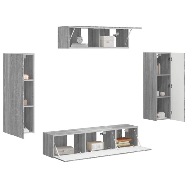 TV-Schrank Set, 5-teilig, Grau Sonoma