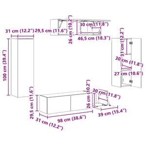TV-Schrank 5-teilig Artisan-Eiche