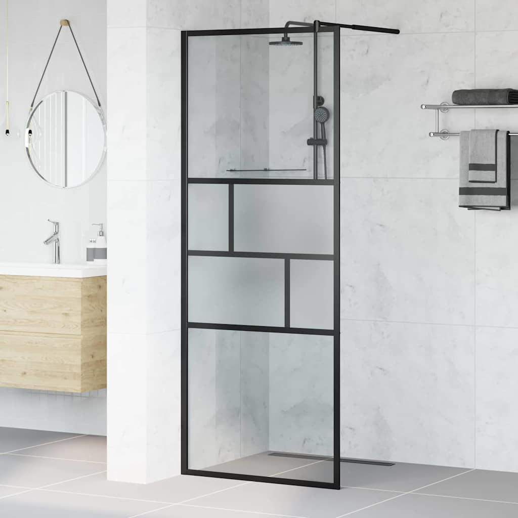 Schwarze Walk-In Duschwand 80cm