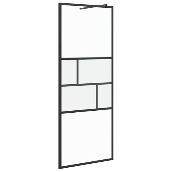 Schwarze Walk-In Duschwand 80cm