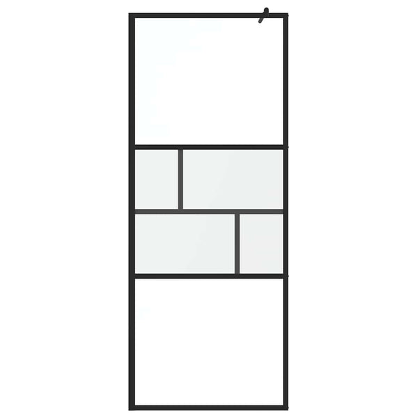 Schwarze Walk-In Duschwand 80cm