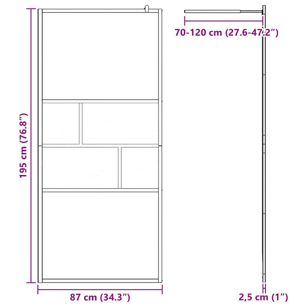 Walk-In Duschwand Schwarz 90x195 cm