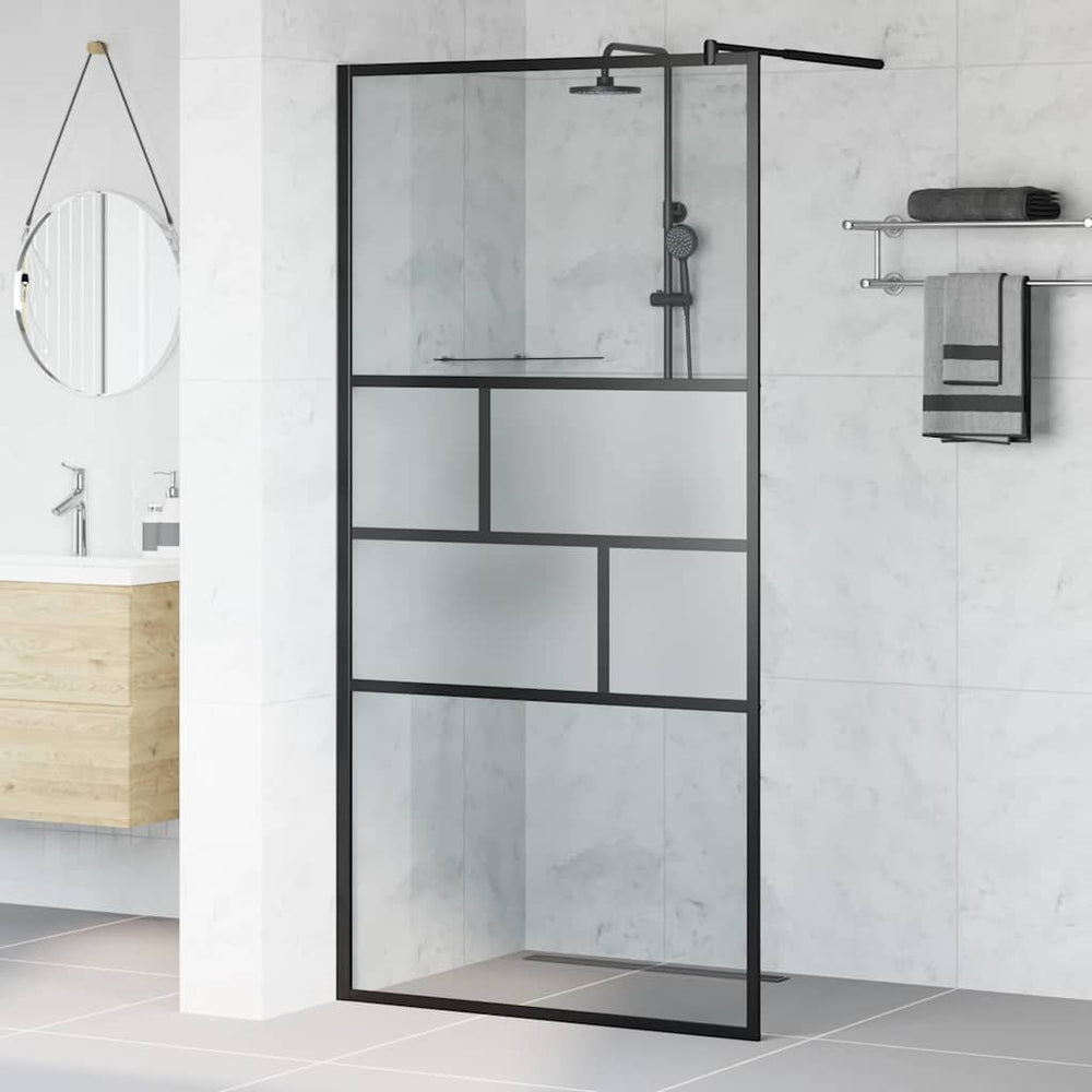 Schwarze Walk-In Duschwand 100cm