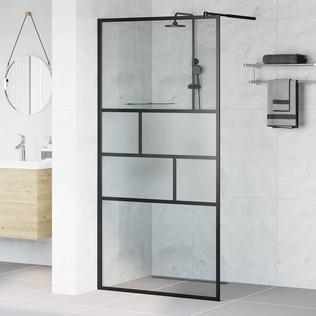 Schwarze Walk-In Duschwand 100cm