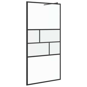 Schwarze Walk-In Duschwand 100cm