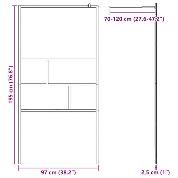 Schwarze Walk-In Duschwand 100cm