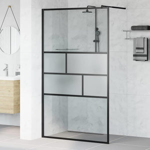 Schwarze Walk-In Duschwand 115x195cm