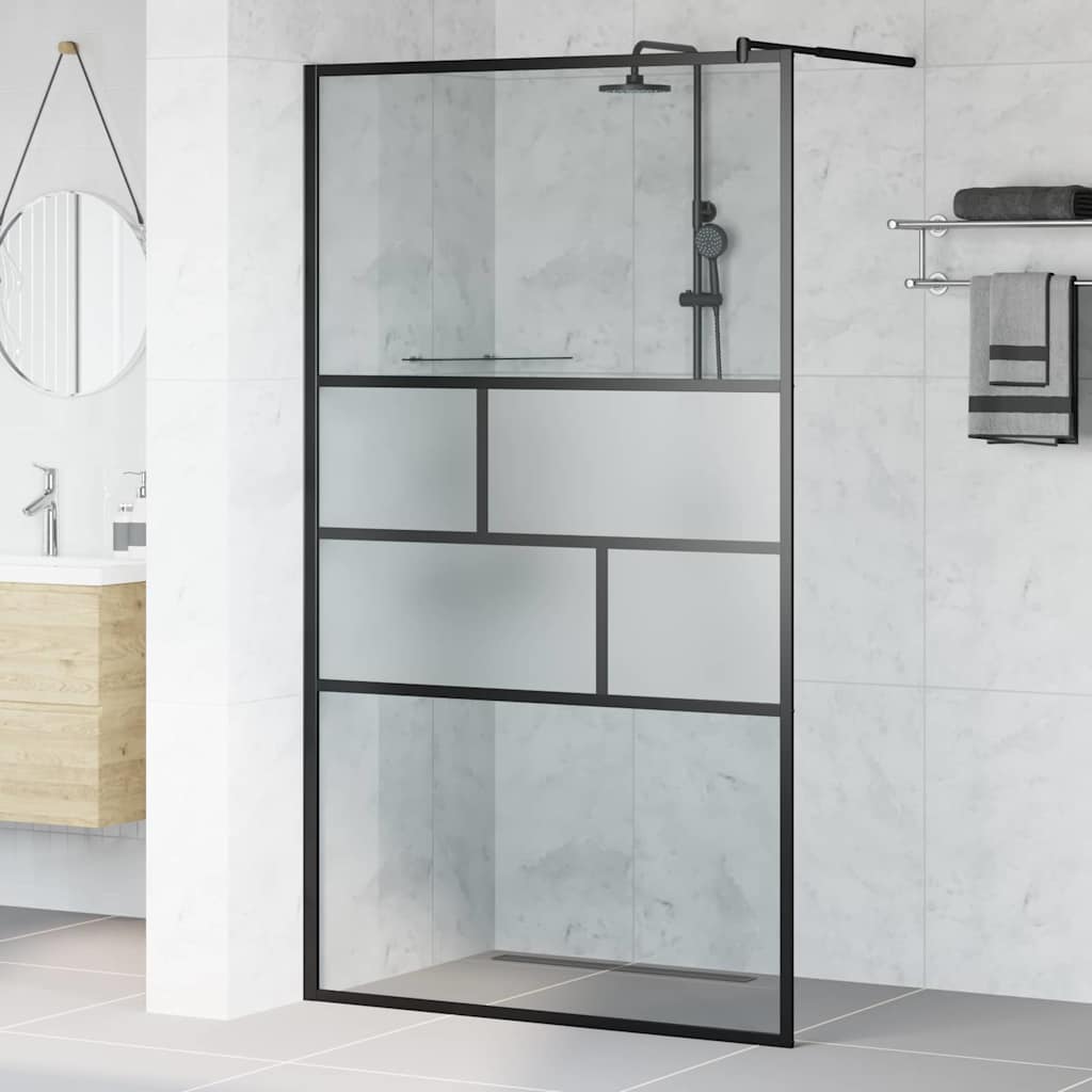 Schwarze Walk-In Duschwand 115x195cm