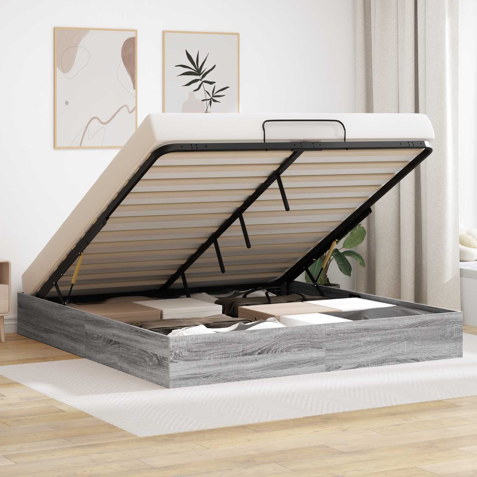 Ottoman Bettgestell 180x200 cm Grau Sonoma