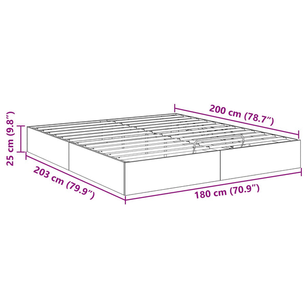 Ottoman Bettgestell 180x200 cm Grau Sonoma