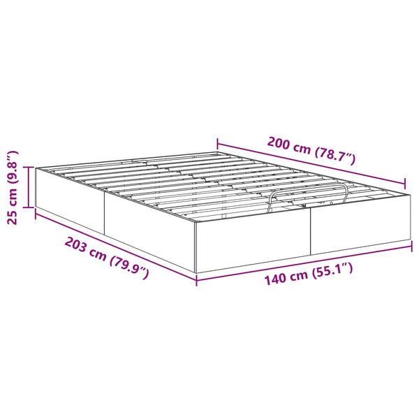 Ottoman Bettgestell 203x140 cm Grau Sonoma
