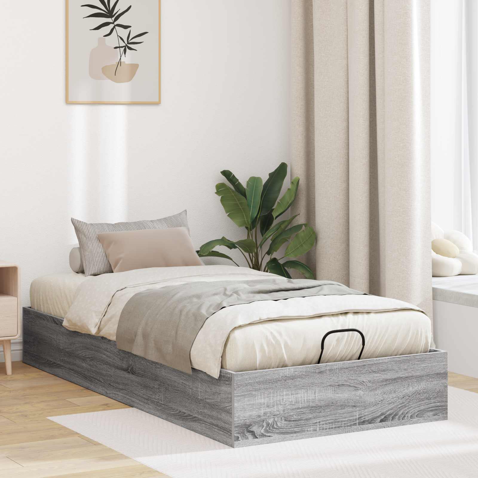 Ottoman Bettgestell mit Stauraum Grau 203x90 cm