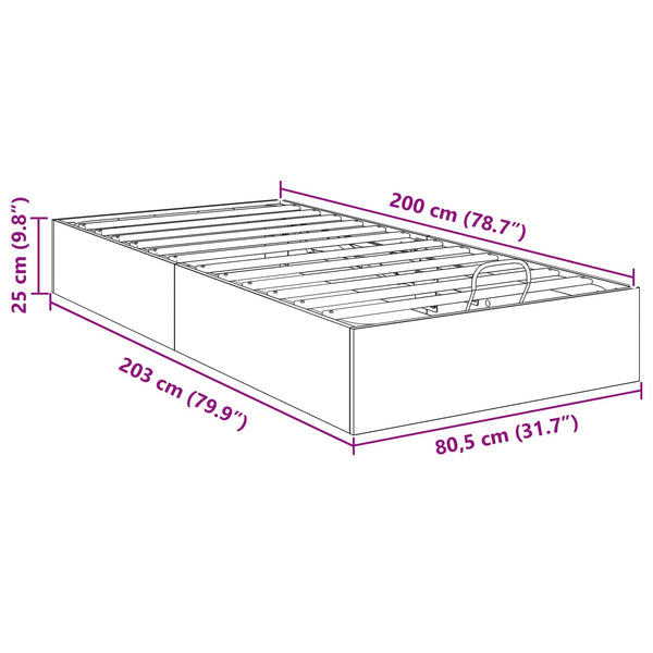 vidaXL Cadre de lit ottoman gris béton 80,5 x 200 cm Bois d'ingénierie