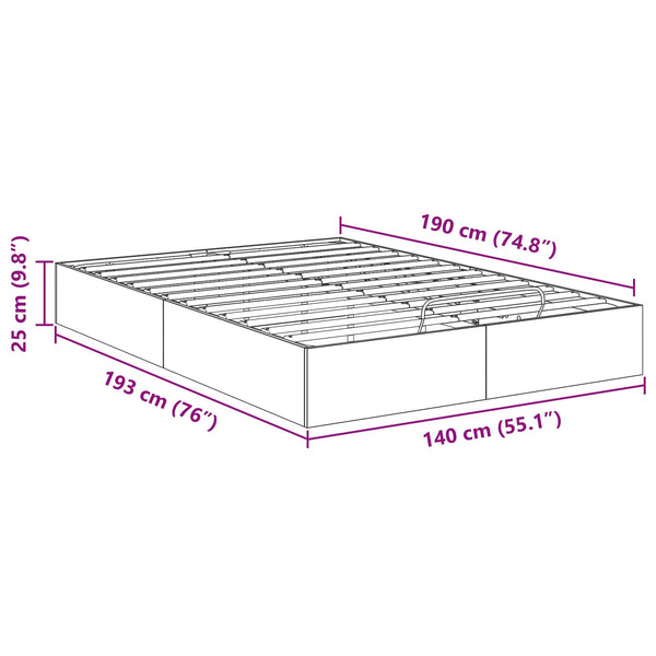 Ottoman Bettgestell 140x193 Schwarze Eiche