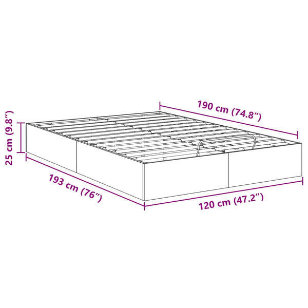 Ottoman Bettgestell Geräucherte Eiche 193x120 cm