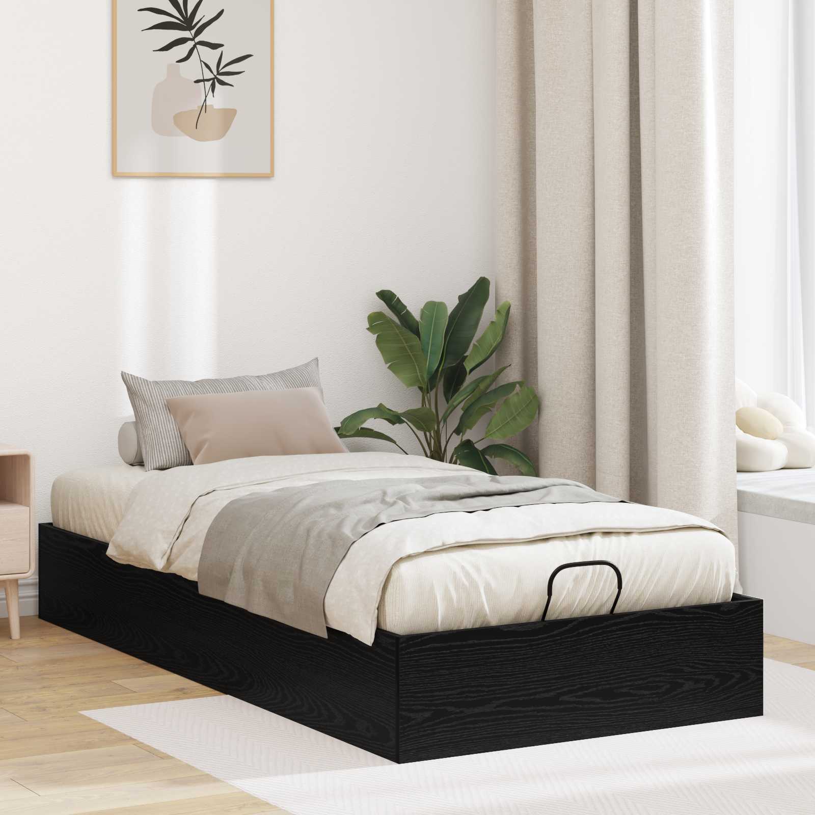 Ottoman Bettgestell 75,5x190 cm Schwarze Eiche