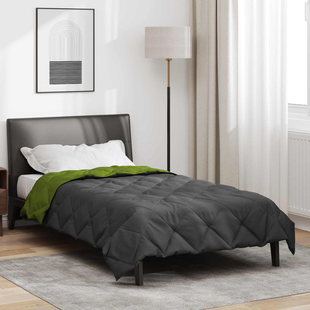 vidaXL Summer Blanket Green and Anthracite 200 x 155 cm Microfiber