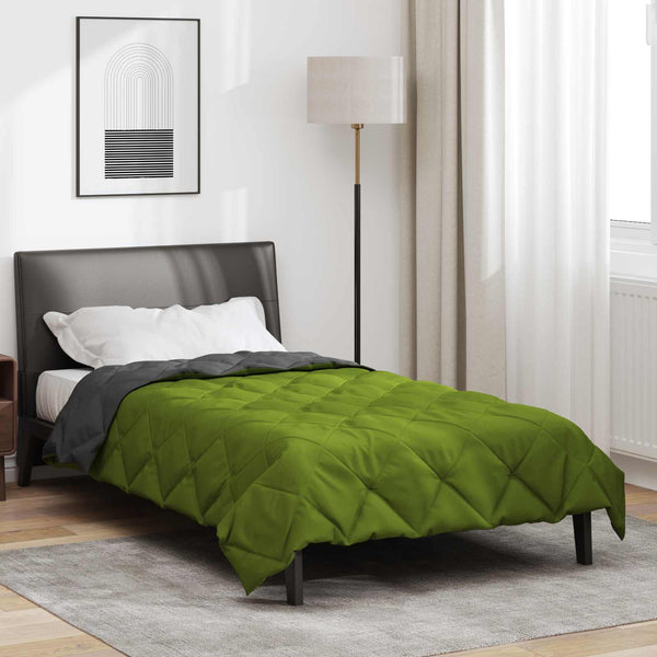 vidaXL Summer Blanket Green and Anthracite 200 x 155 cm Microfiber