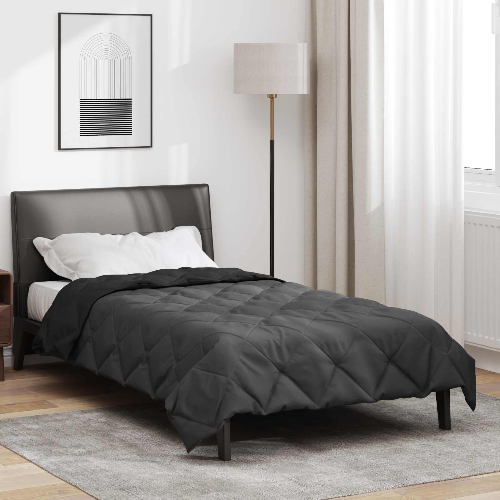 Sommerdecke 220x155 cm Schwarz Anthrazit Mikrofaser