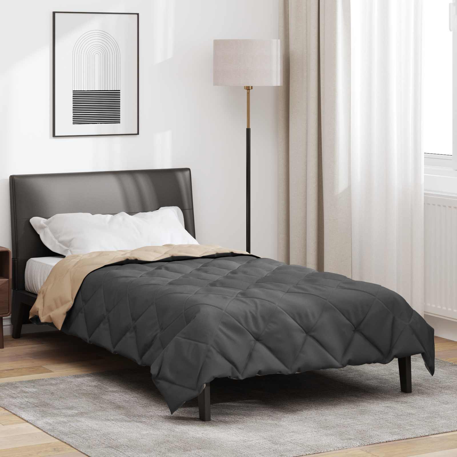 Ganzjahresbettdecke 140x200 cm Anthrazit Taupe