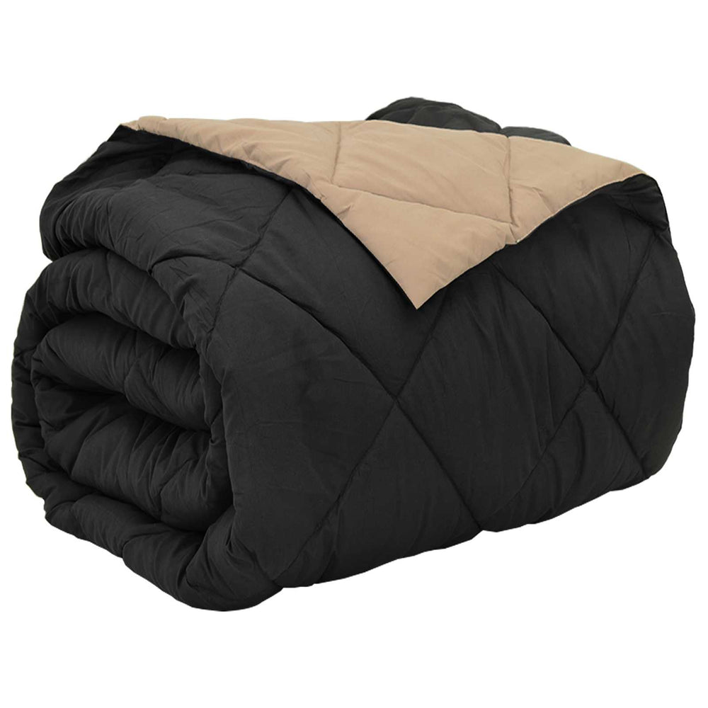 vidaXL All-Season Duvet Black and Taupe 200 x 240 cm Microfiber