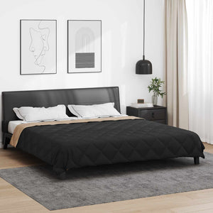vidaXL Couette toutes saisons noire et taupe 220 x 240 cm en microfibre