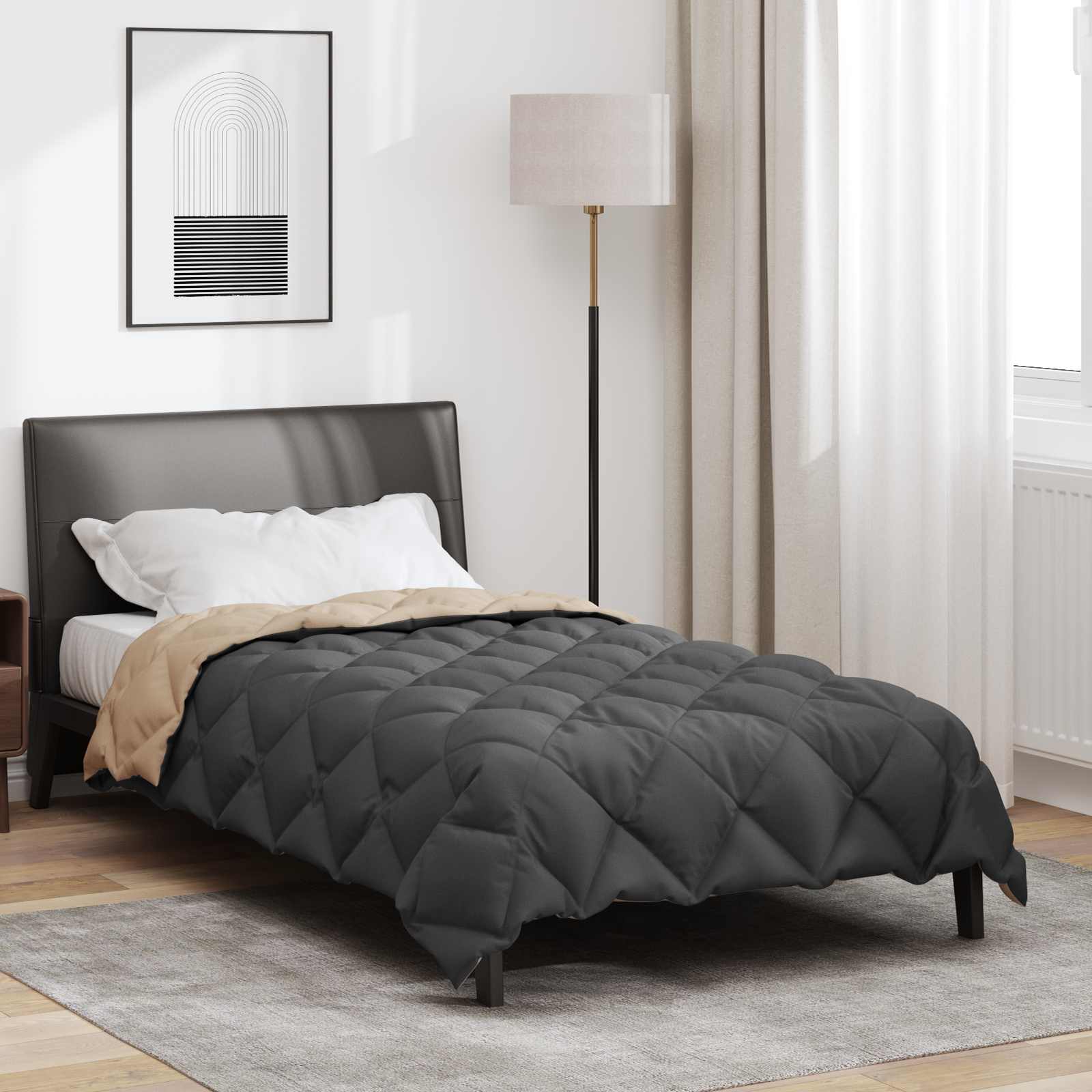 Winterbettdecke 135x220 cm Anthrazit Taupe Mikrofaser