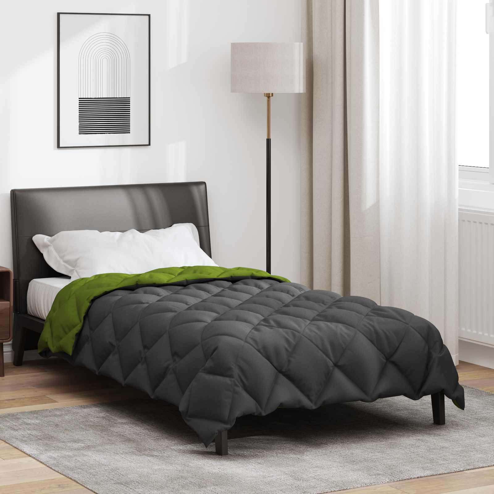 Winterbettdecke 155x220 cm Grün Anthrazit Mikrofaser