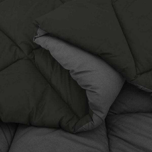 Winterbettdecke 200x200 cm Mikrofaser Schwarz Anthrazit