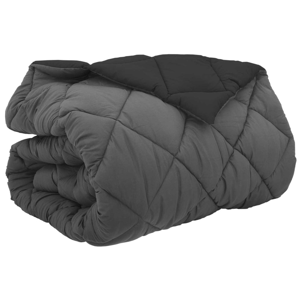 Winterbettdecke 200x200 cm Mikrofaser Schwarz Anthrazit
