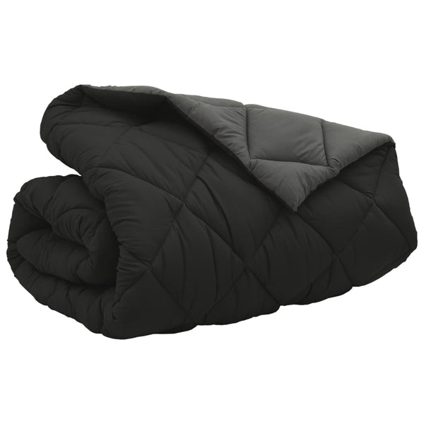 Winterbettdecke 200x200 cm Mikrofaser Schwarz Anthrazit