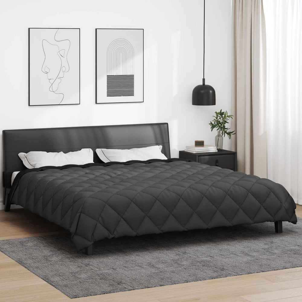 Couette d'hiver vidaXL noir et anthracite 200 x 220 cm microfibre