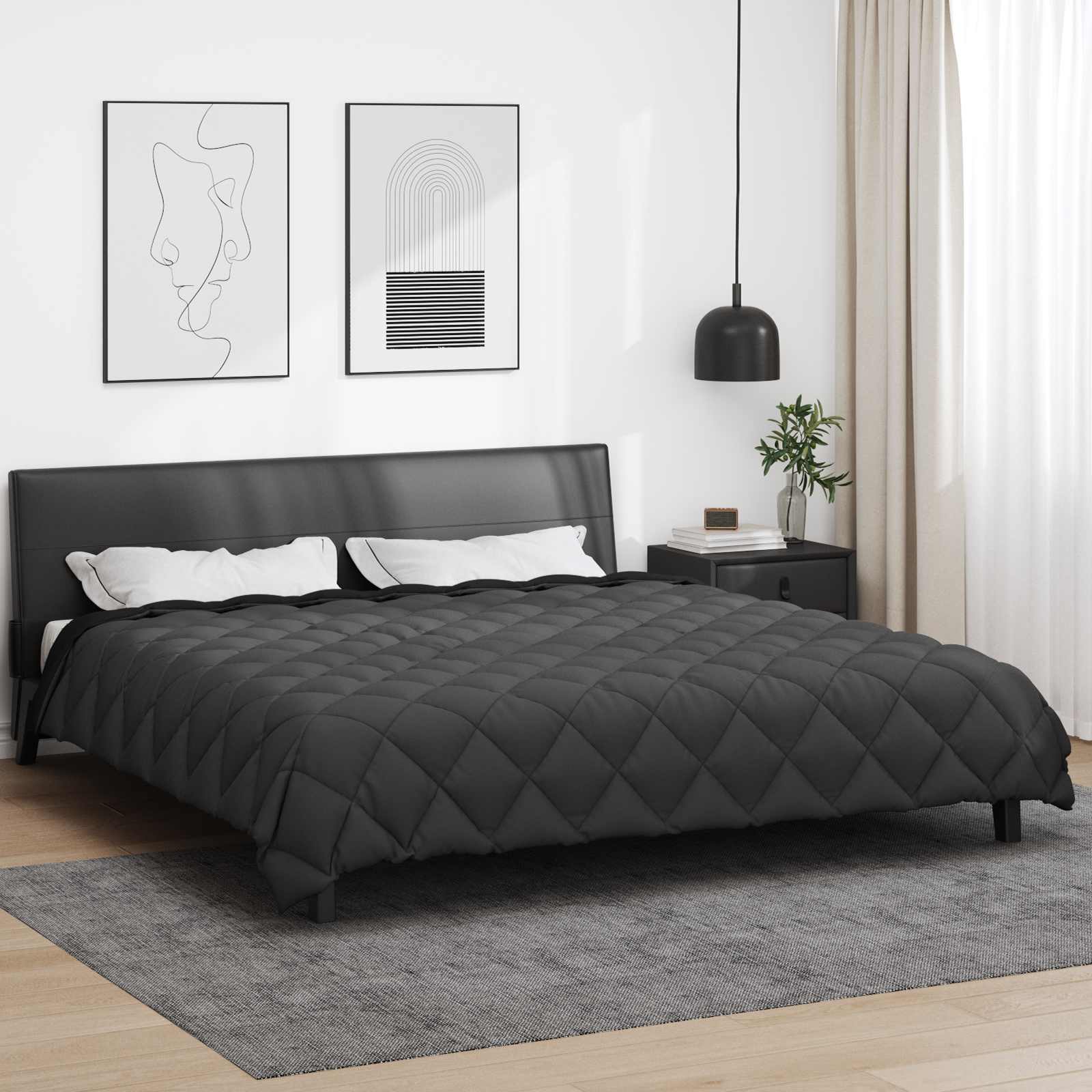 Winterbettdecke 220x260 cm Schwarz Anthrazit Mikrofaser