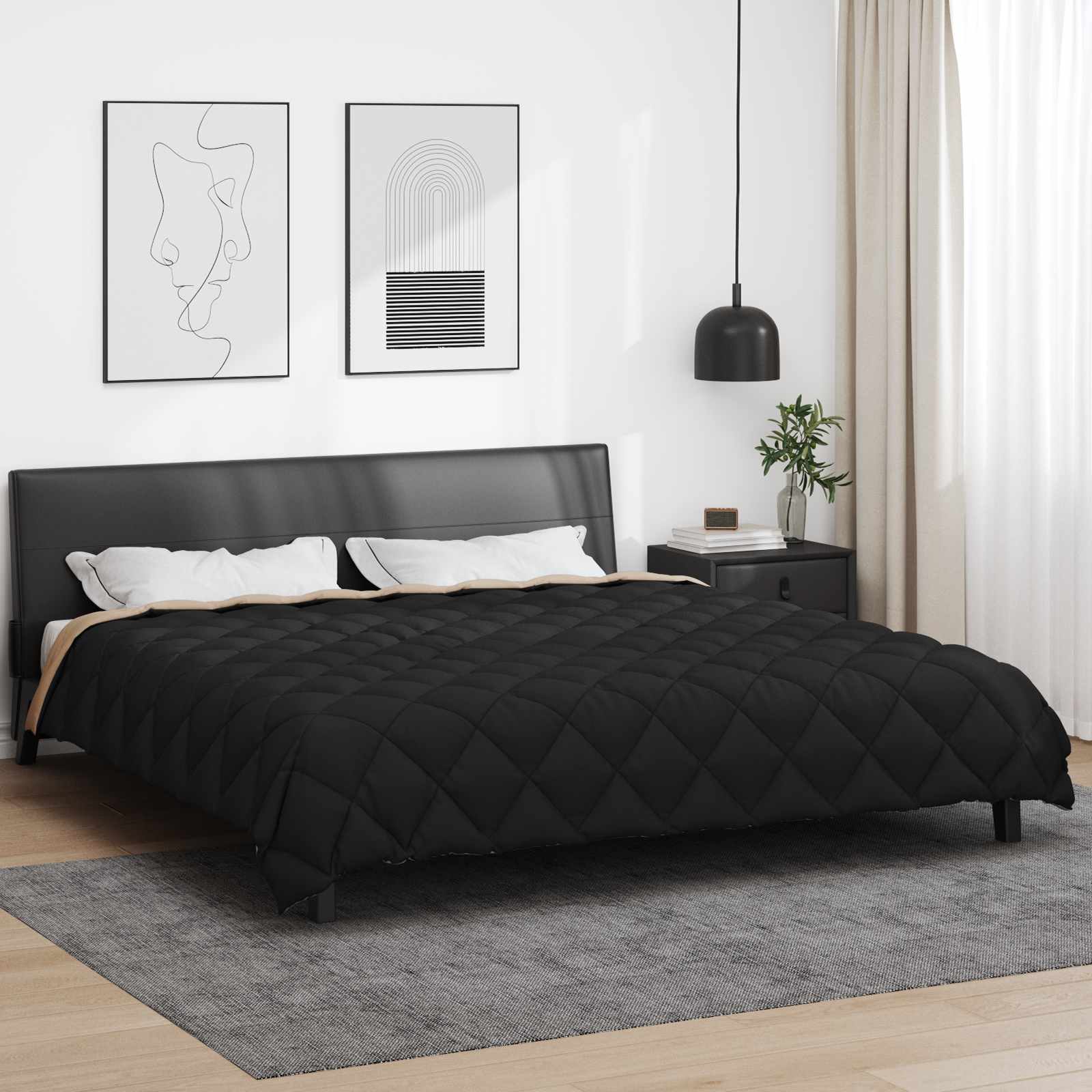 Winterbettdecke Schwarz Taupe 200x220 cm