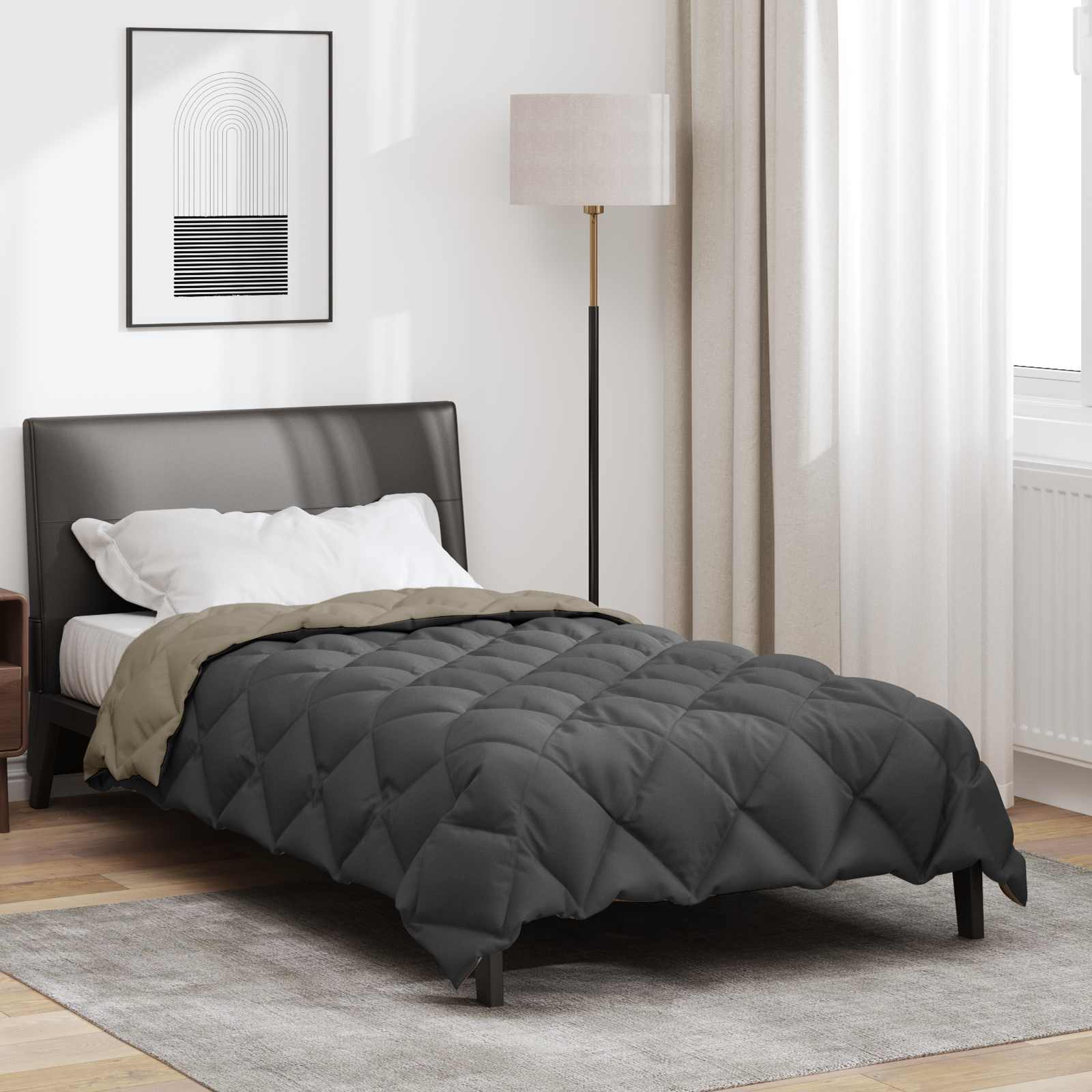 vidaXL Couette d'hiver gris clair et anthracite 140 x 200 cm microfibre