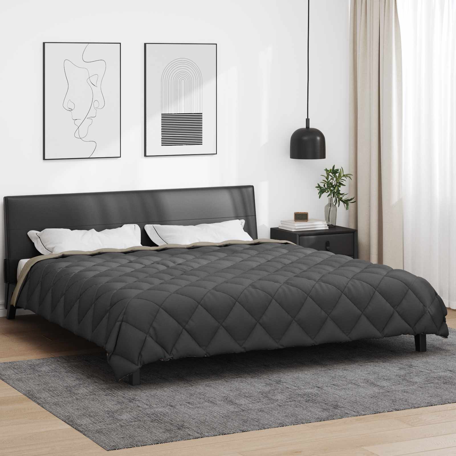vidaXL Couette d'hiver Gris clair et anthracite 220 x 240 cm Microfibre