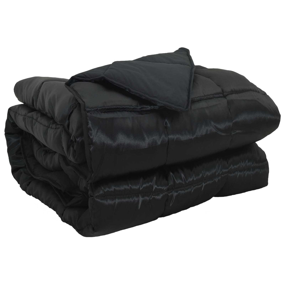 Couette toutes saisons vidaXL noire 135 x 200 cm satin et microfibre