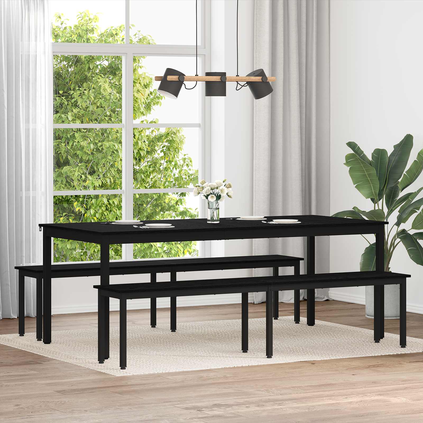 vidaXL Banc Noir effet Chêne 200 x 35 x 45 cm Bois d'ingénierie
