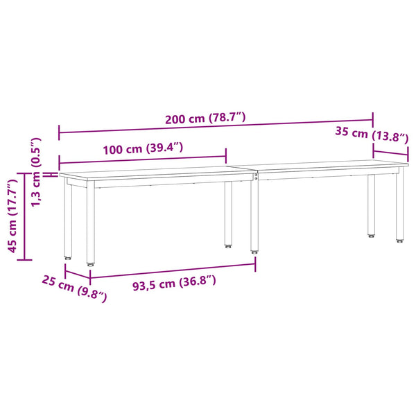 Eichenbank 200 cm für Esszimmer