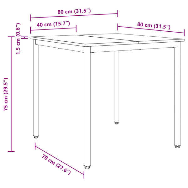Esstisch 80x80 cm Metall