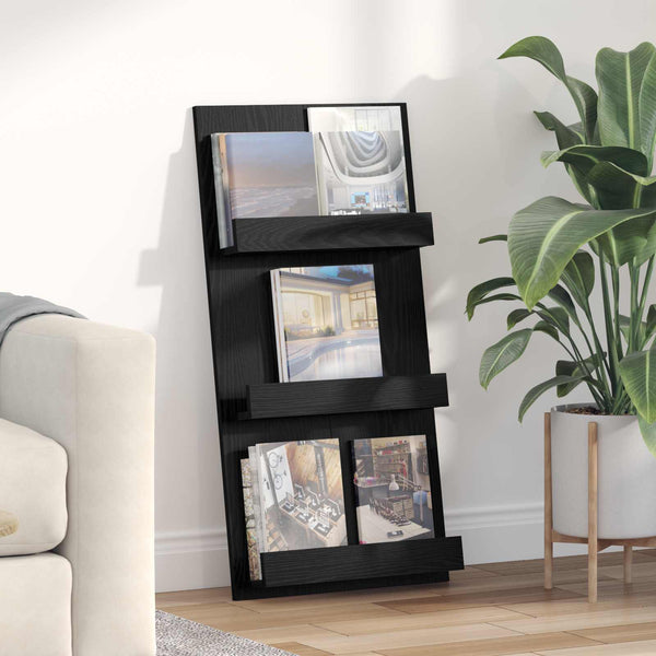 Magazinregal Schwarz Eichenoptik