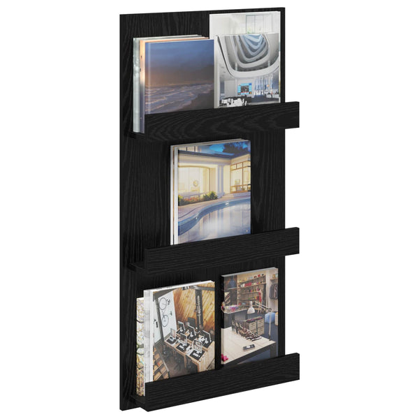 Magazinregal Schwarz Eichenoptik